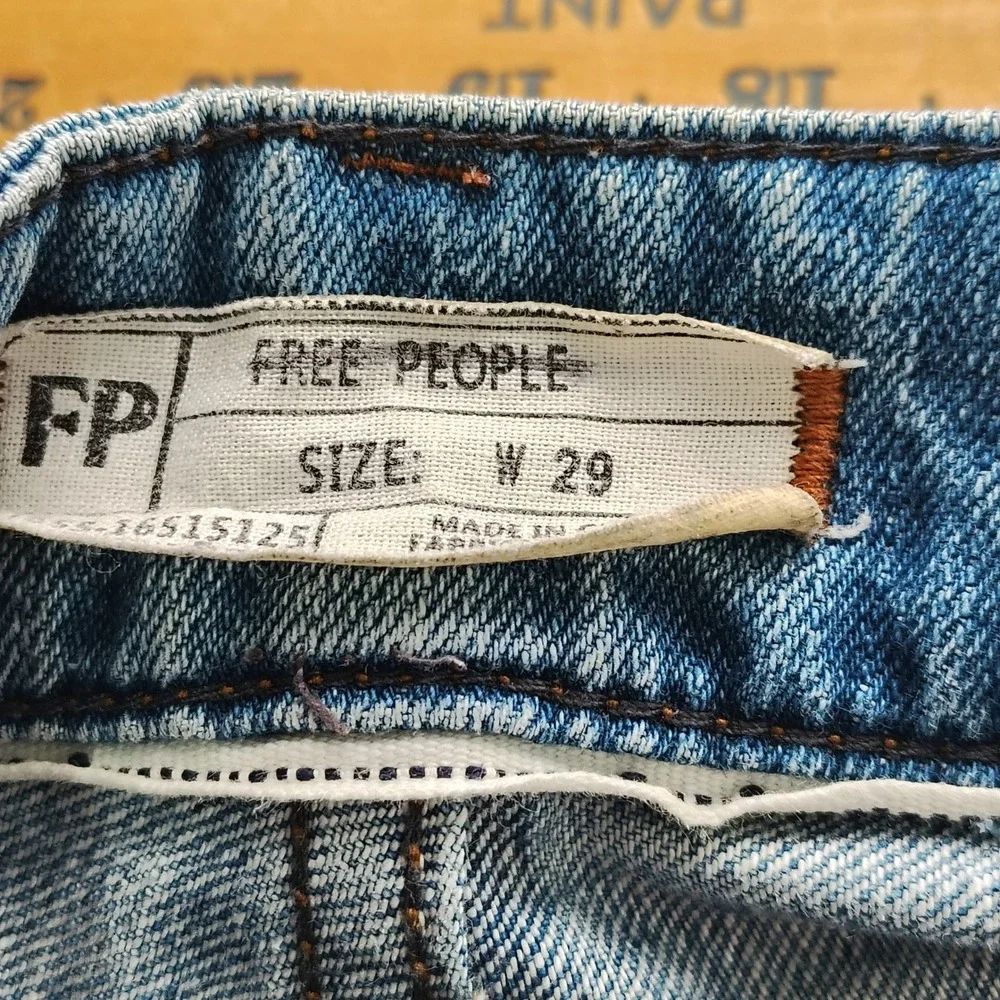 Free People Wide Leg Flare Jeans Womens 29 Blue Button Fly High Rise Boho 70s
